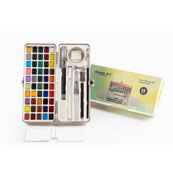 Solid Watercolor Set - 68 Pieces - Tinplate Box Packaging