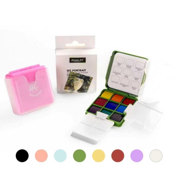 Mini Solid Watercolor Bucket with Water Container - 9 Colors