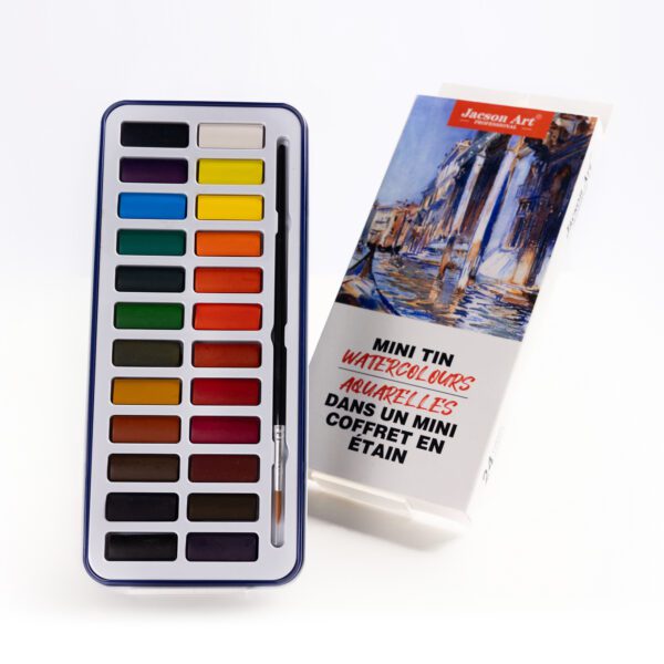 Solid Watercolor Set - 24 Colors - Tin Box - Basic Color Version